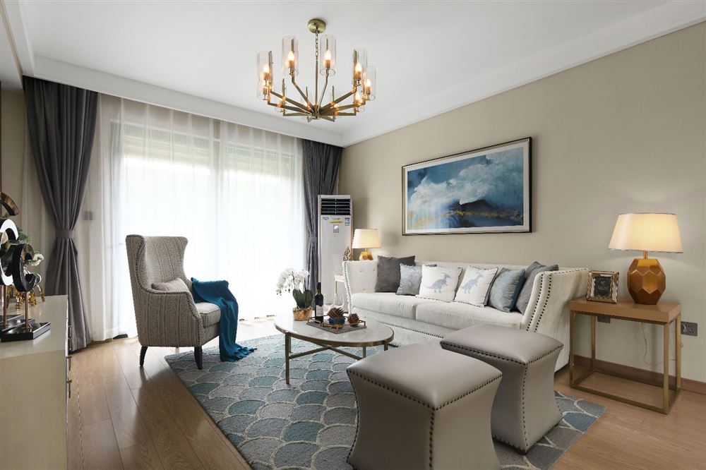 惠州市碧桂園十里銀灘別墅歐式風格三居室裝修案例