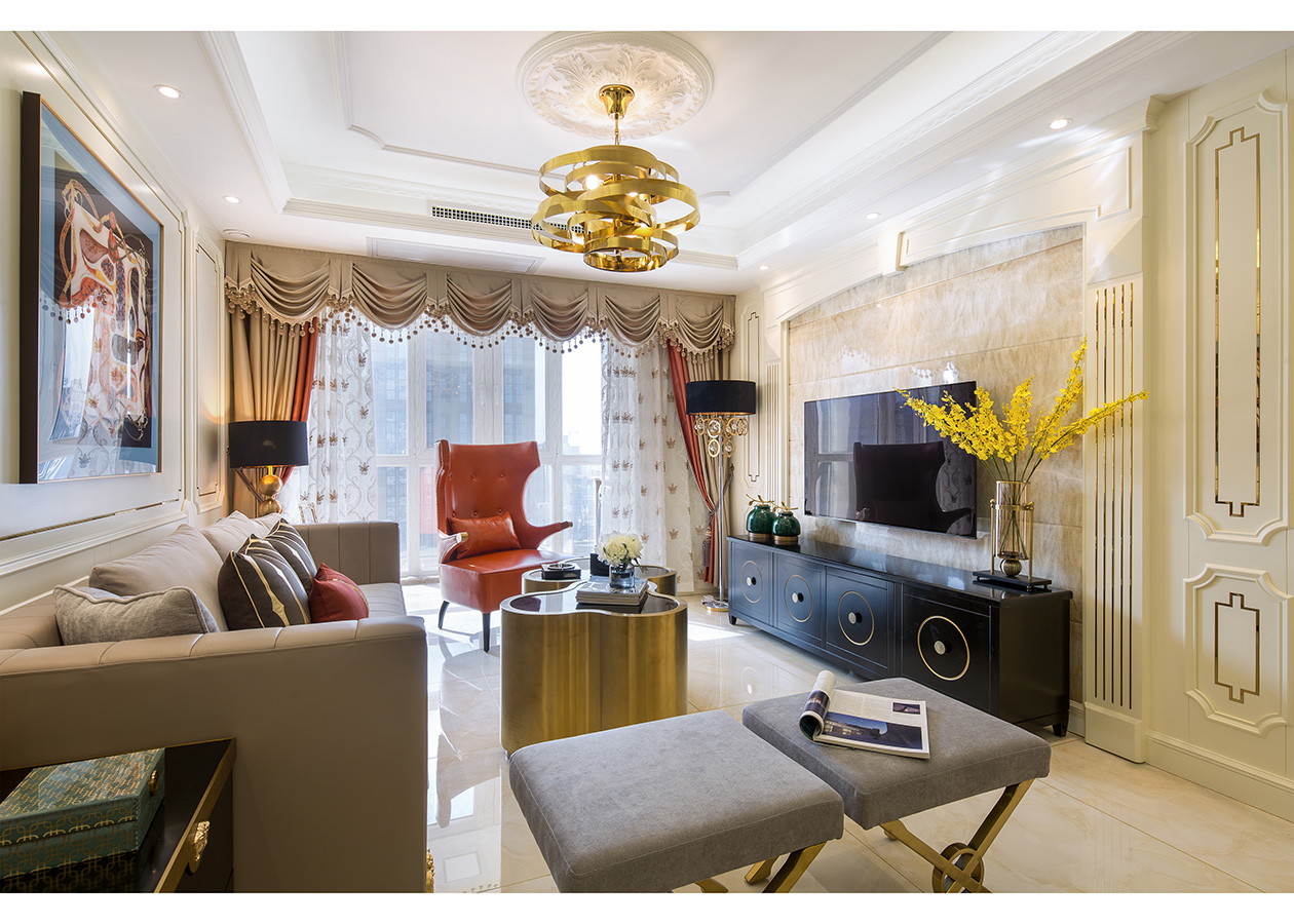 美式輕奢風格室內設計家裝案例-客廳 美式輕奢風格室內設計家裝案例-客廳
