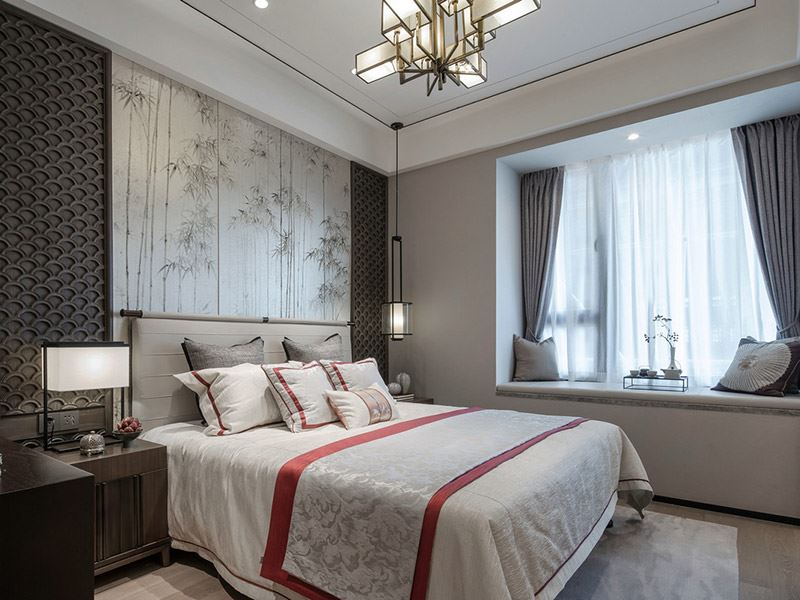 河源市得嘉花園新中式風格三居室裝修案例