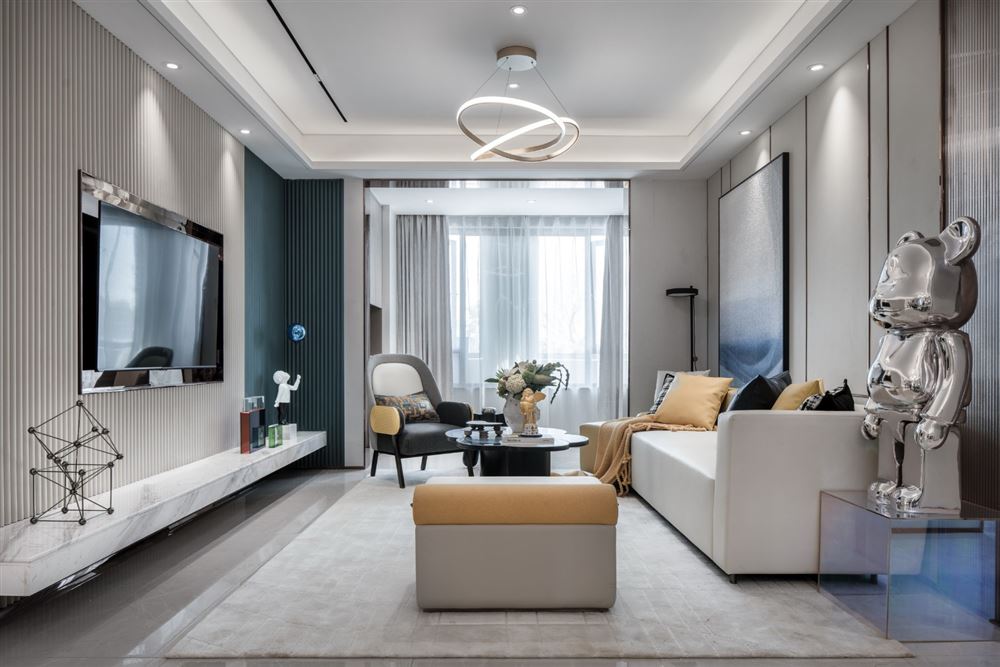 佛山市綠地&middot;拾野川現代簡約風格三居室裝修案例