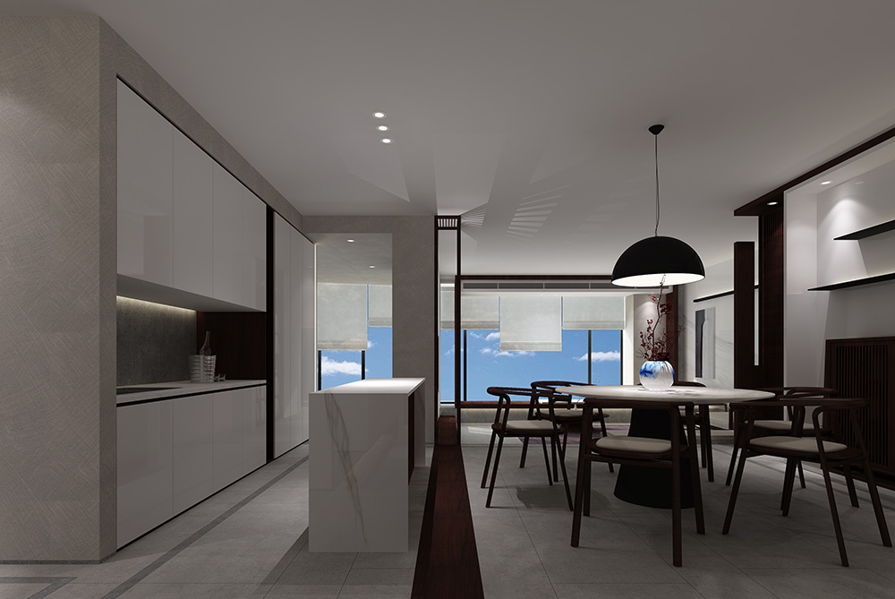 新中式風格室內裝修設計效果圖-雅頌流花君庭平層-室內餐廳裝修設計 新中式風格室內裝修設計效果圖-雅頌流花君庭平層-室內餐廳裝修設計