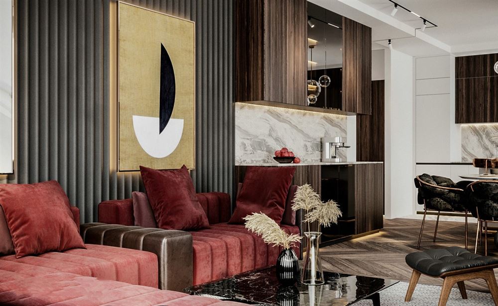 江門市恒大泉都別墅輕奢風格三居室裝修案例