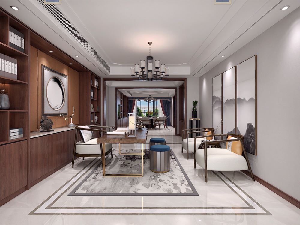 連云港市連云港供電局宿舍新中式風(fēng)格別墅裝修案例