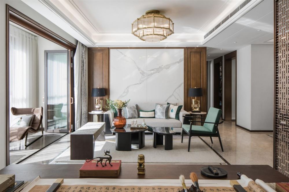 江門市柏麗豪園新中式風格三居室裝修案例