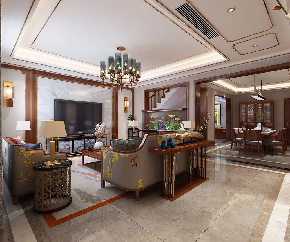 佛山市保利閱江臺(tái)新中式風(fēng)格別墅裝修案例