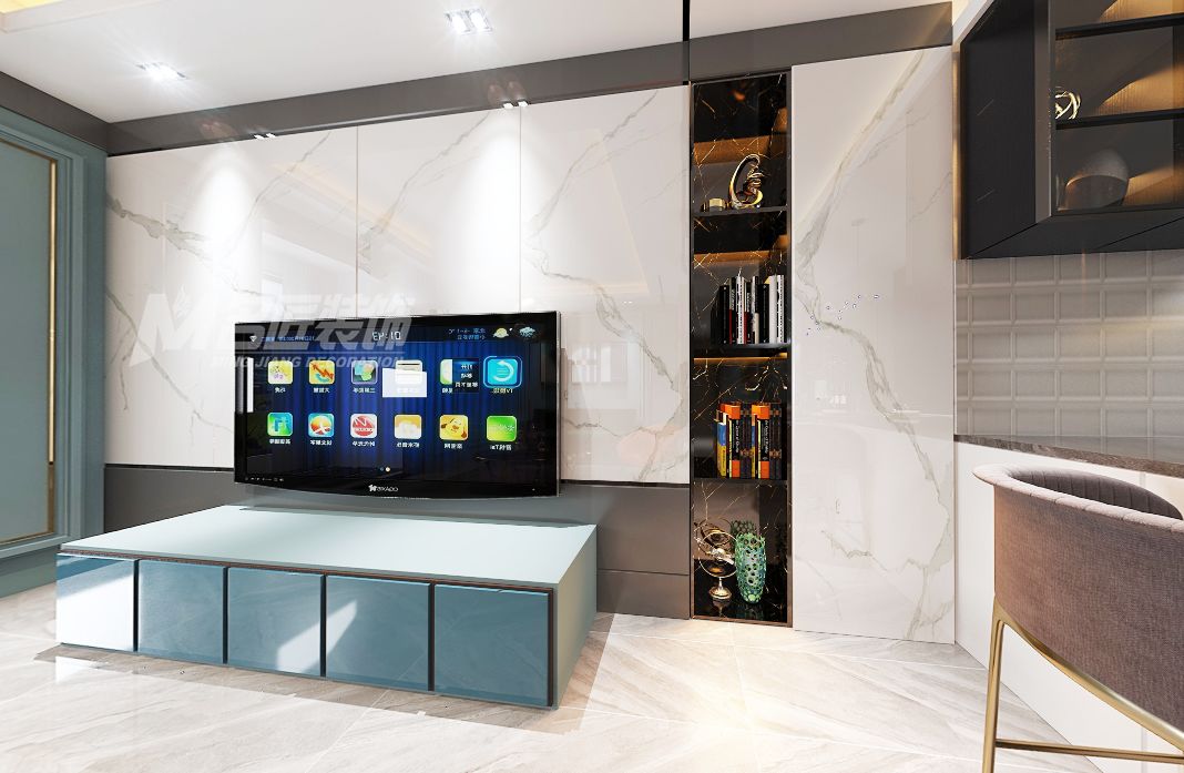 小戶型北歐輕奢室內裝修設計-客廳電視背景墻 小戶型北歐輕奢室內裝修設計-客廳電視背景墻