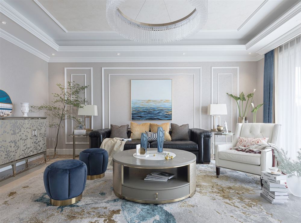 自貢市綠地新里城輕奢風格四居室裝修案例