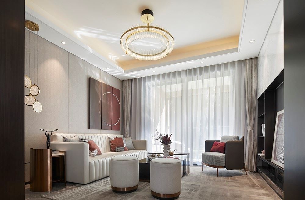 江門市開平中山城輕奢風格三居室裝修案例