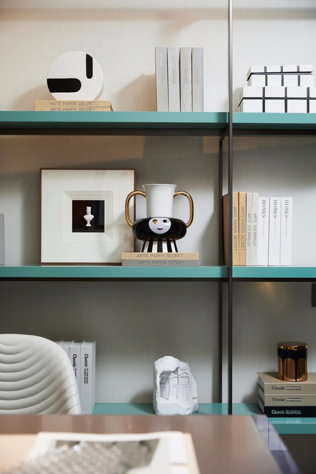 輕奢莫蘭迪風格室內設計家裝案例-書房書架 輕奢莫蘭迪風格室內設計家裝案例-書房書架