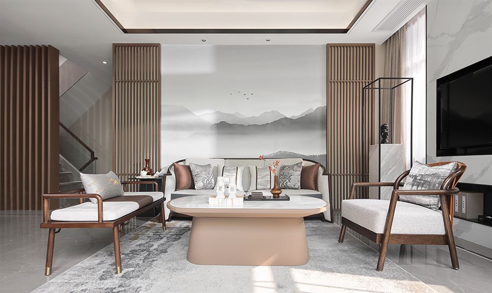 深圳市佳兆業御璟佳園廣場新中式風格三居室裝修案例