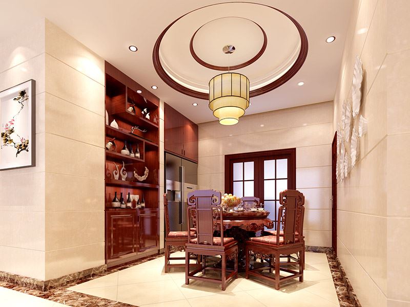 河源市百利保花園新中式風格三居室裝修案例