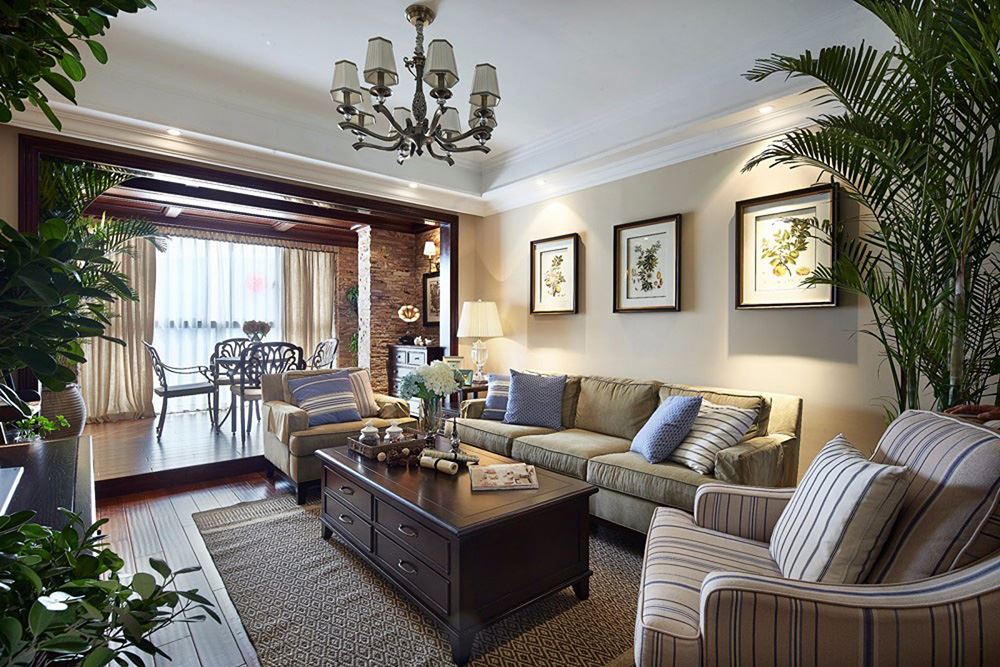 江門市越秀星匯名庭田園風(fēng)格三居室裝修案例