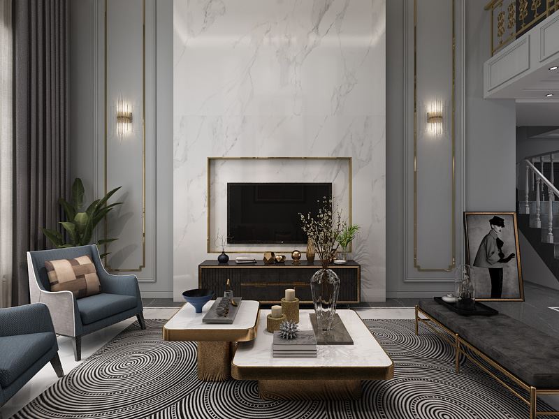 連云港市中茵名都輕奢風格復式裝修案例