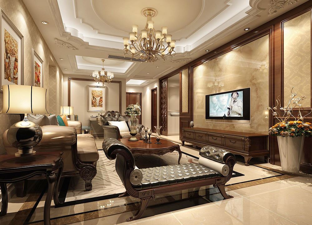 連云港市秀逸蘇杭東苑歐式風格三居室裝修案例