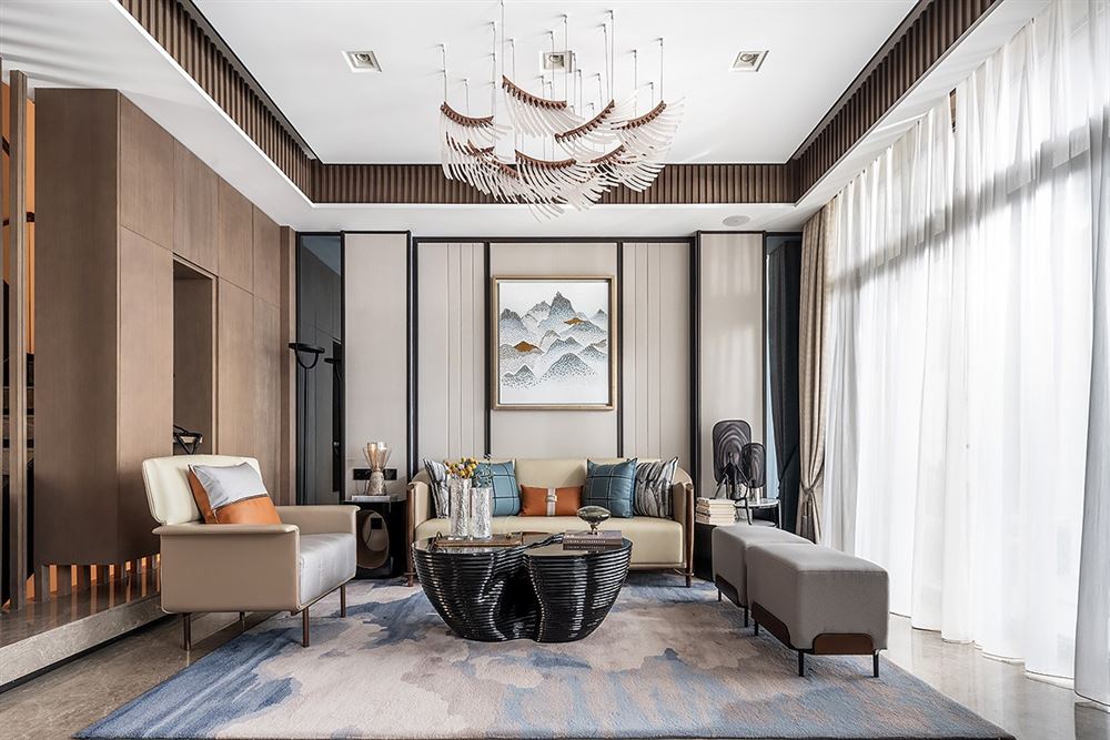 江門市碧桂園公園1號新中式風格別墅裝修案例