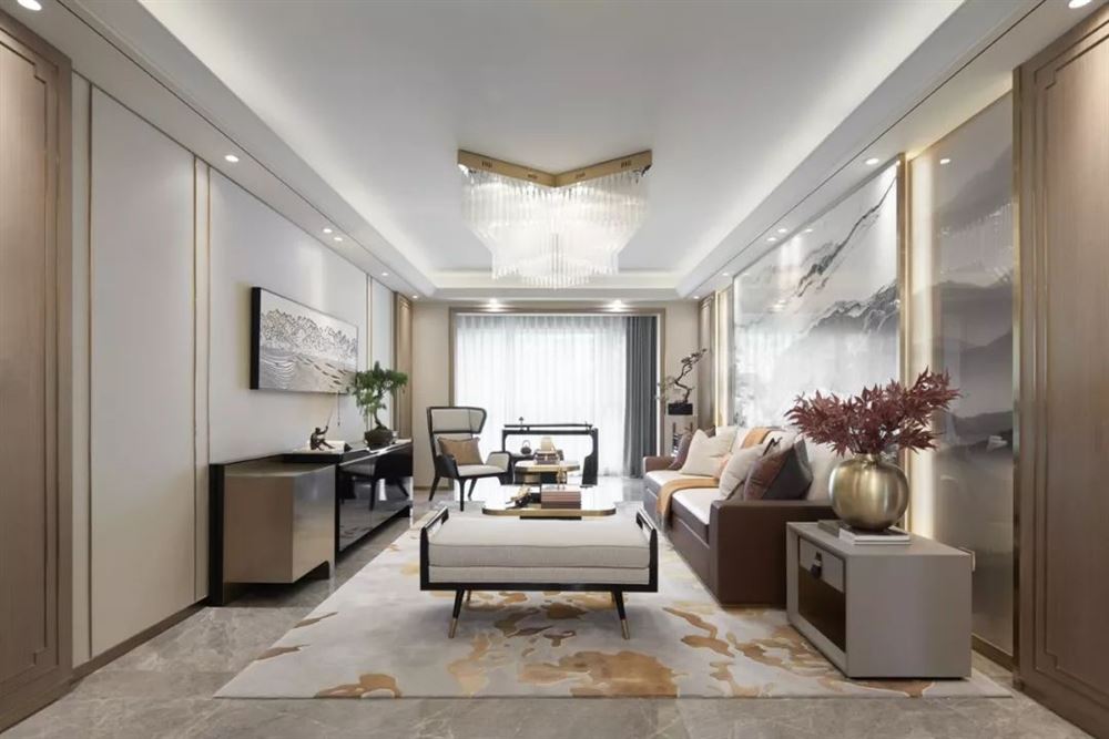 廣州市遠洋芙蓉墅新中式風格四居室裝修案例