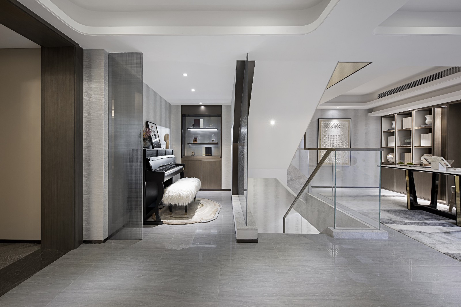 現(xiàn)代輕奢風格別墅室內(nèi)設計家裝案例-樓梯間 現(xiàn)代輕奢風格別墅室內(nèi)設計家裝案例-樓梯間