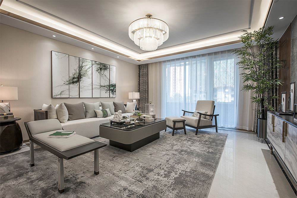 南寧市大觀天下新中式風(fēng)格三居室裝修案例