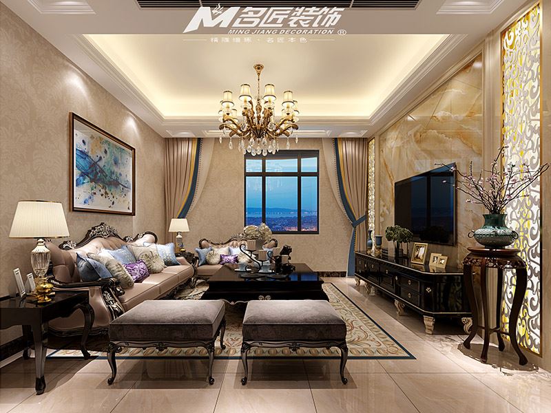 揭陽市城市家園輕奢風格平層裝修案例