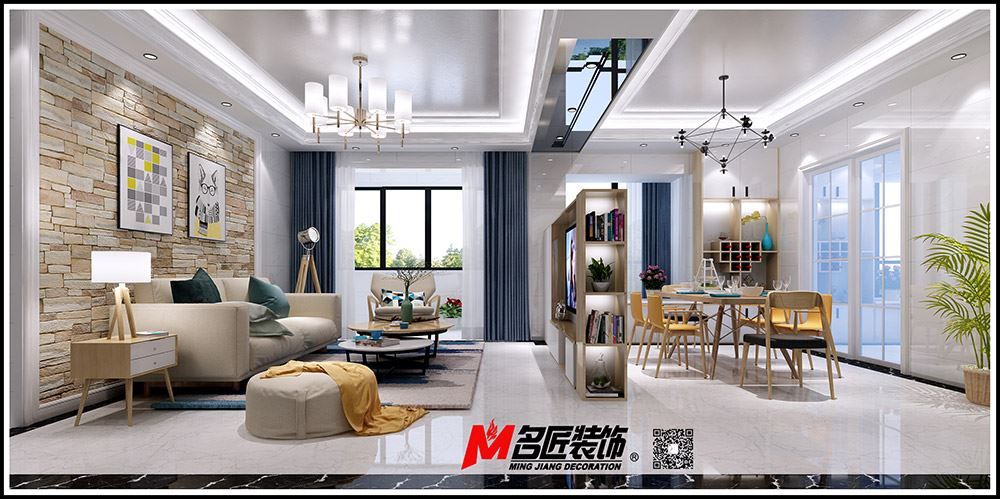 河源市東江灣江灣明珠現(xiàn)代簡約風格三居室裝修案例