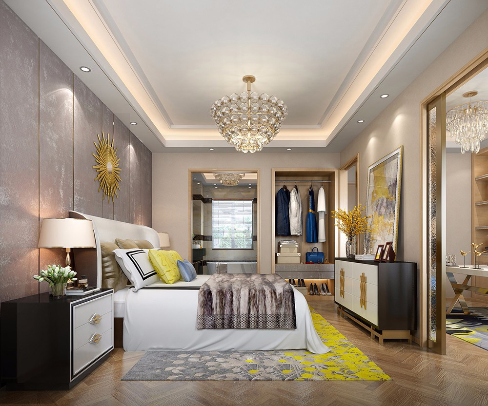 輕奢風格別墅裝修設計效果圖-碧桂花城別墅300平米-別墅臥室裝修設計 輕奢風格別墅裝修設計效果圖-碧桂花城別墅300平米-別墅臥室裝修設計