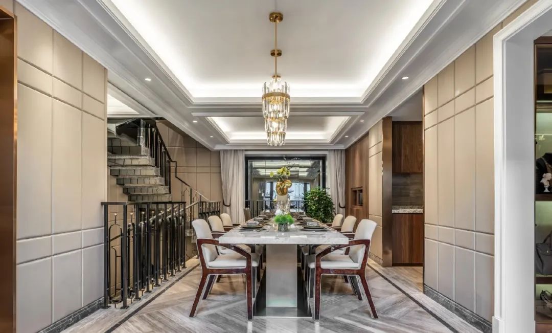 佛山裝修公司現代輕奢風格別墅裝修效果圖-餐廳 佛山裝修公司現代輕奢風格別墅裝修效果圖-餐廳