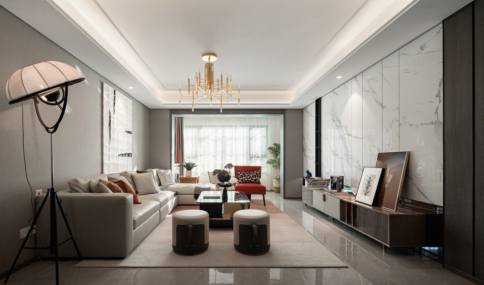 現代輕奢風格室內設計家裝案例-客廳 現代輕奢風格室內設計家裝案例-客廳