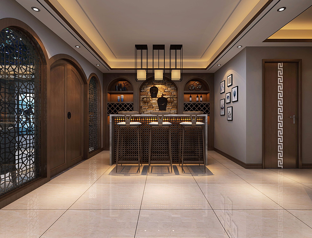 新中式風格別墅裝修設計效果圖-東逸灣水漾林岸別墅410平米-別墅裝修設計吧臺 新中式風格別墅裝修設計效果圖-東逸灣水漾林岸別墅410平米-別墅裝修設計吧臺