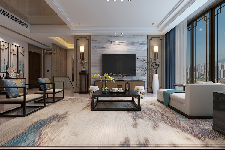 裝修公司新中式風格室內裝修效果圖-客廳 裝修公司新中式風格室內裝修效果圖-客廳