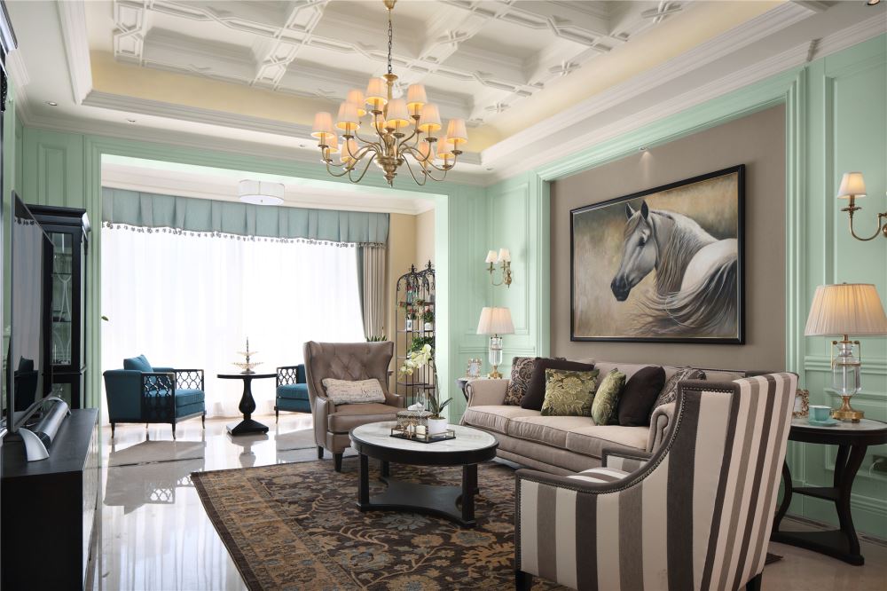 江門市新會碧桂園別墅美式風格三居室裝修案例