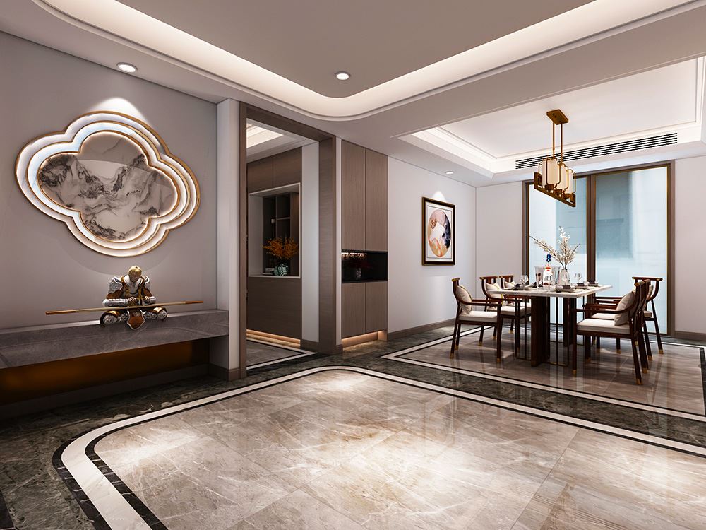 佛山市順德自在城新中式風格三居室裝修案例