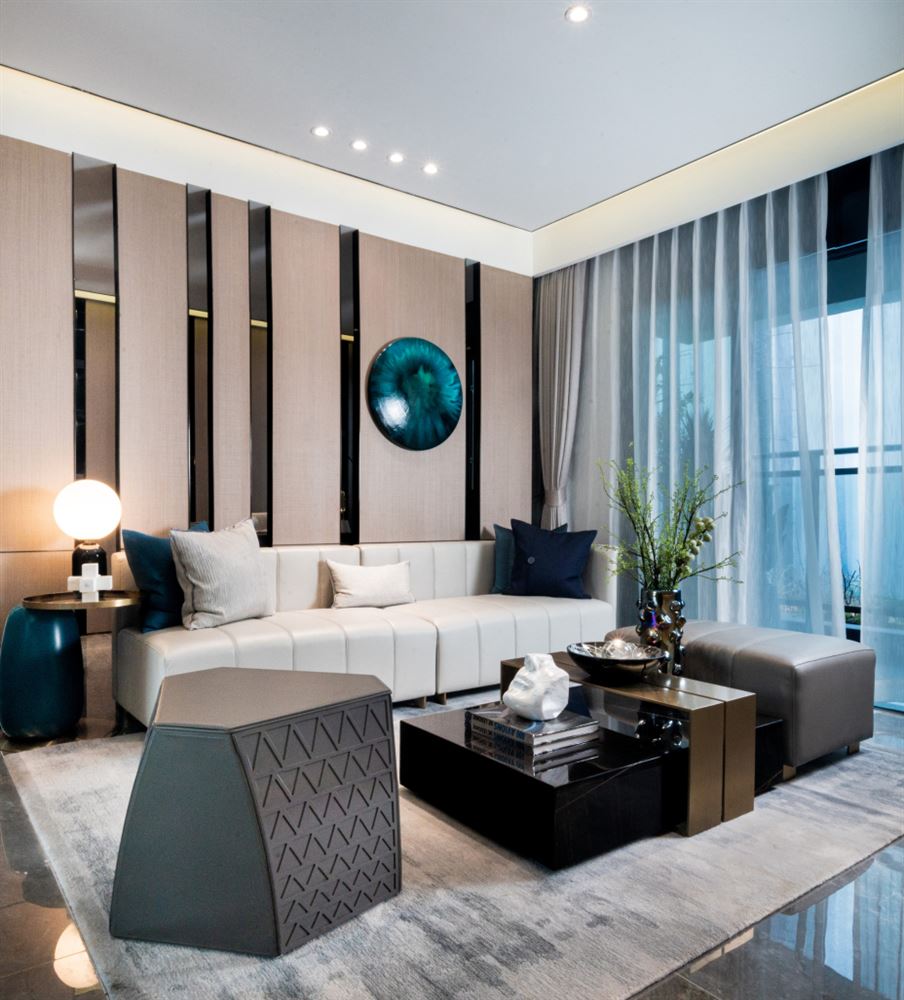 江門市江門奧園輕奢風格三居室裝修案例