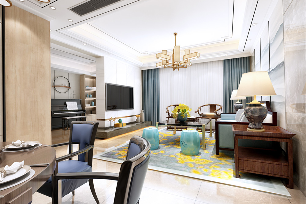 柳州101-200平米新中式風(fēng)格東方名都室內(nèi)設(shè)計效果圖