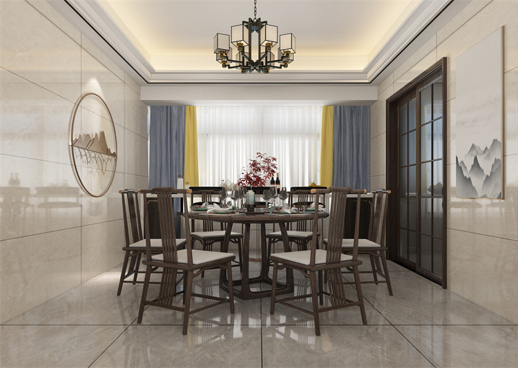 廣州市雅居樂富春山居新中式風格四居室裝修案例