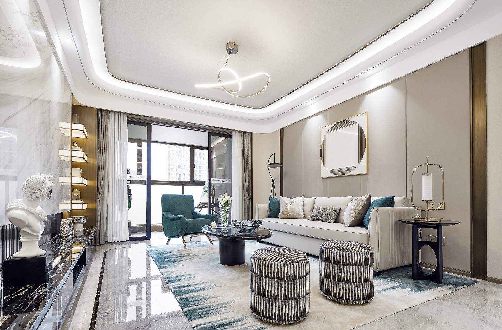 廣州市凱德山海連城輕奢風格三居室裝修案例