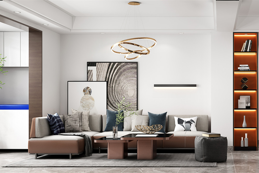 嘉興市寶石公館現代簡約風格三居室裝修案例