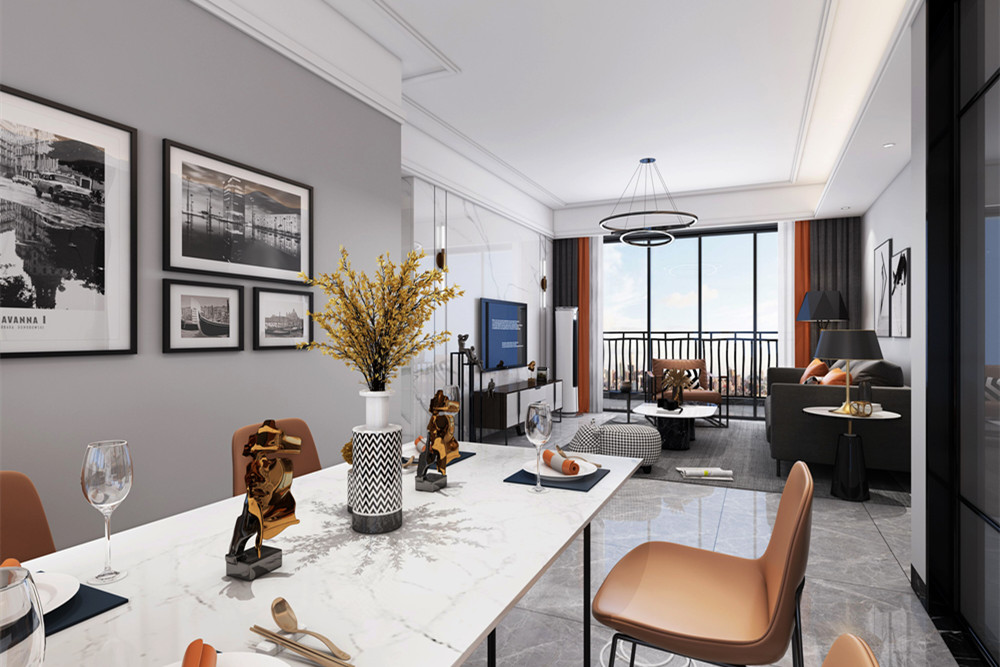 中山市健康花城輕奢風格三居室裝修案例