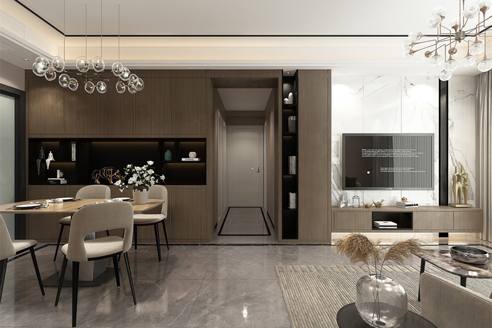 中山市華發觀山水別墅現代簡約風格三居室裝修案例