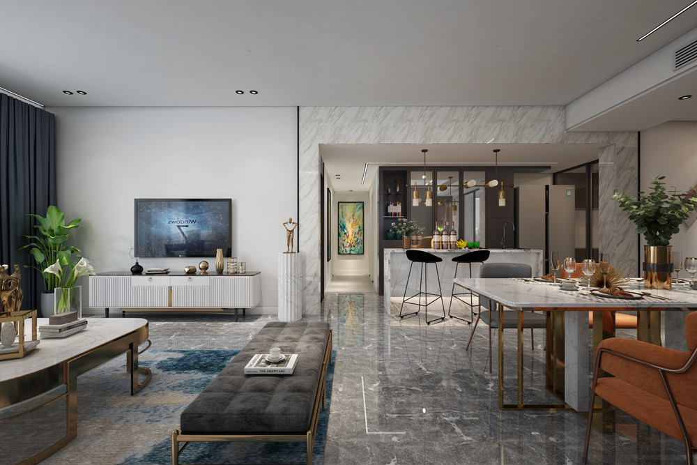 中山市凱茵又一城花漾集現(xiàn)代簡約風(fēng)格三居室裝修案例