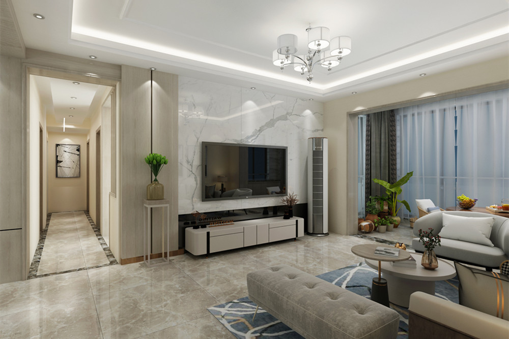 梧州市安置小區(qū)現(xiàn)代簡約風格三居室裝修案例