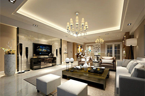 梧州市碧云天輕奢風格三居室裝修案例