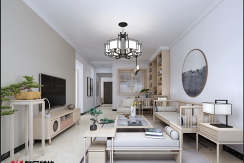 梧州市精通中央公園C區新中式風格三居室裝修案例