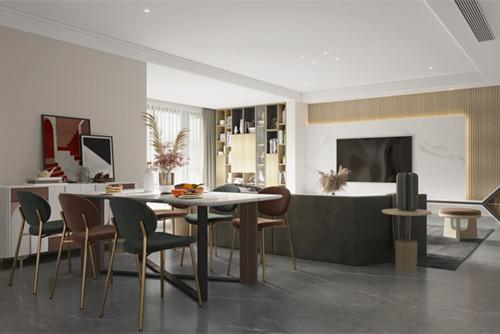 德陽市玫瑰園輕奢風格三居室裝修案例