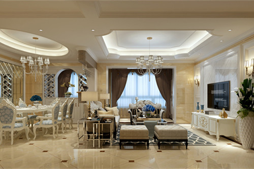 德陽市香港花園歐式風格四居室裝修案例