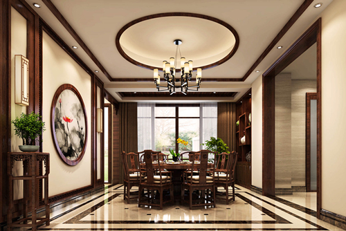 海口市環(huán)球100寶龍城新中式風(fēng)格別墅裝修案例
