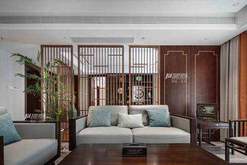 嘉興市寶石公館新中式風格四居室裝修案例