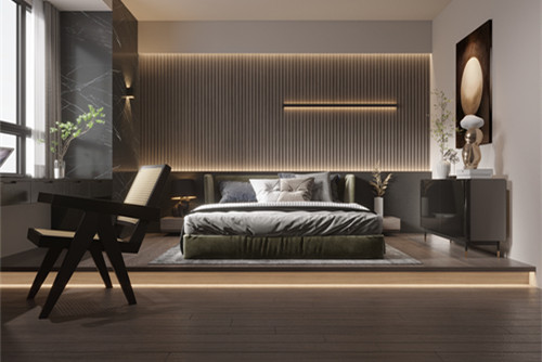 中山市萬科柏悅灣輕奢風格三居室裝修案例