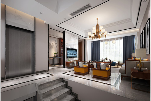 中山市麗豪花園新中式風格別墅裝修案例