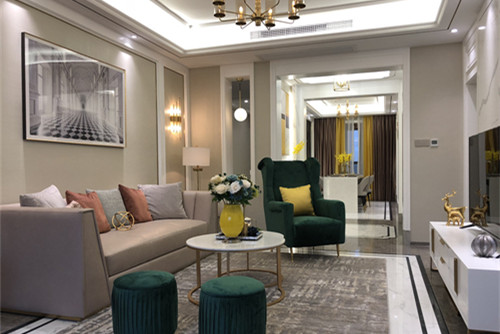 海口市白龍大廈美式風格三居室裝修案例